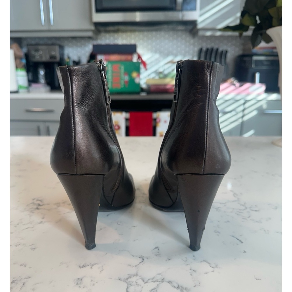 Prada Leather Ankle Boots in Metallic Brown - Size 41 1/2 - Picture 5 of 14